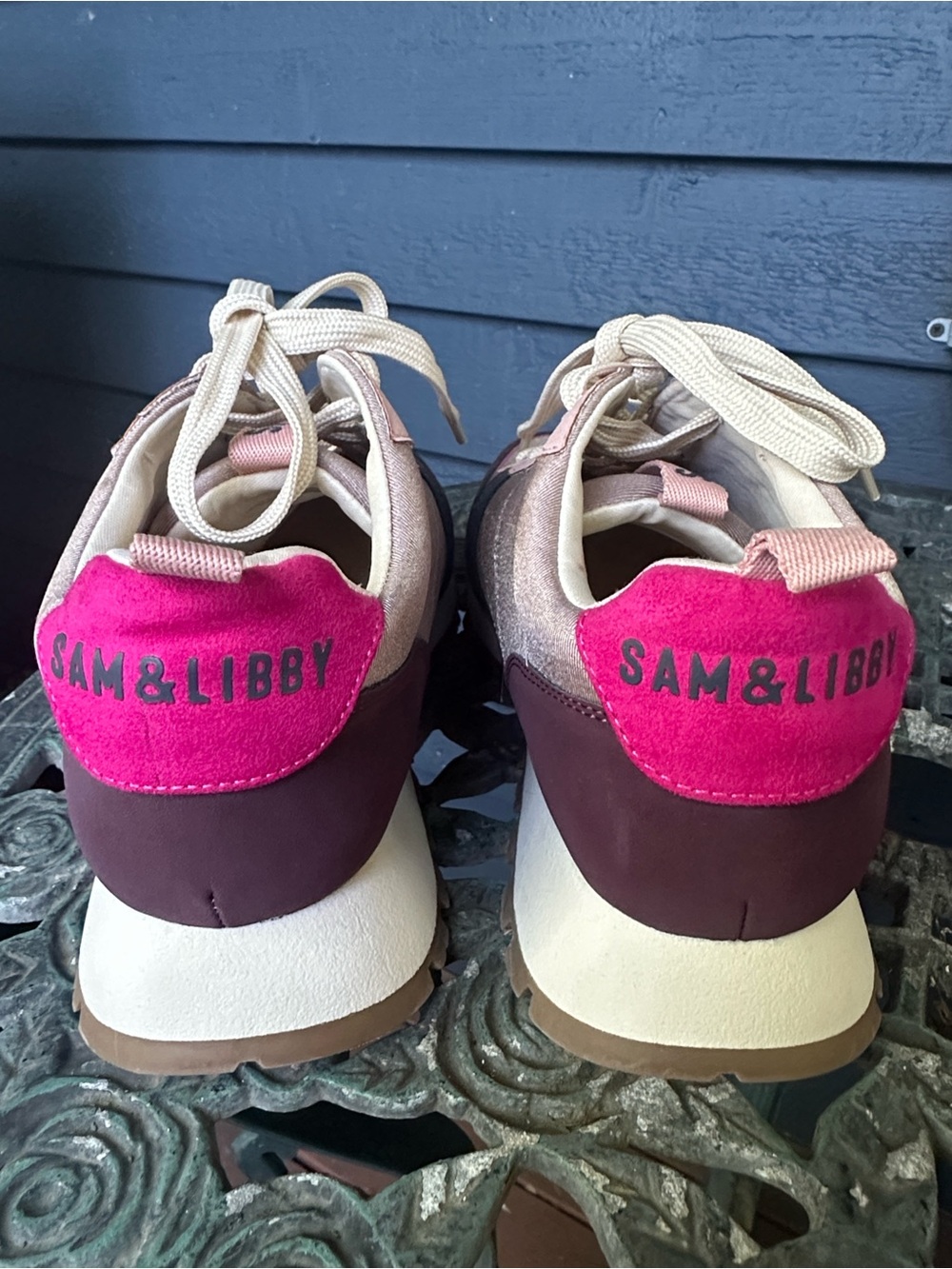 Sam & Libby Pink, Burgundy and Navy Mixed-Material Athletic Sneakers